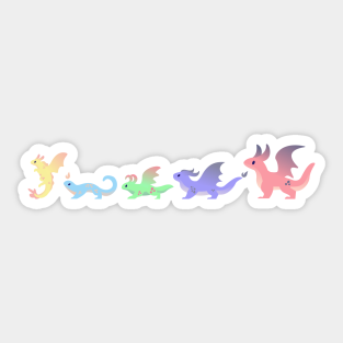 Dragons Sticker - Wee Dragon Lineup by therealfirestarter